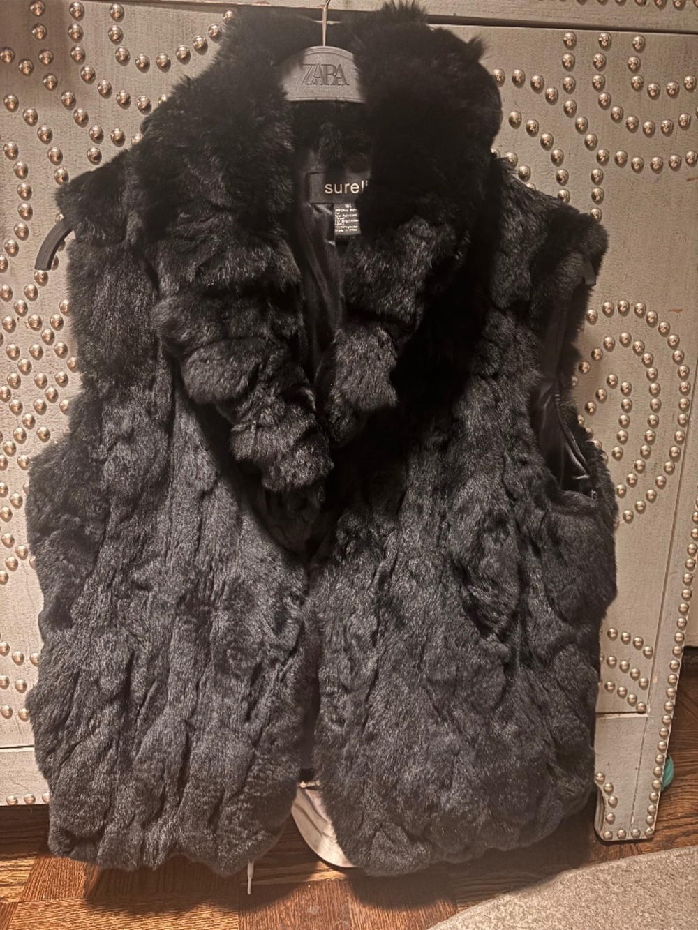 Surell black rabbit fur vest M/L